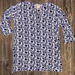 Gretchen Scott Designs Blue Flower Tunic Top